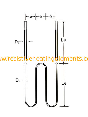 Elemento di riscaldamento a forma di W MoSi2 220V 380V Moly Disilicide per forno a vuoto